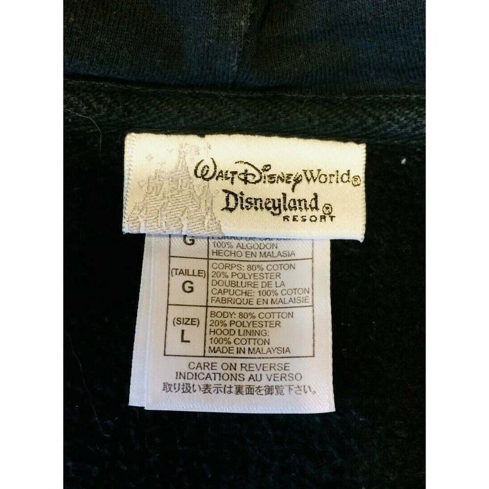 WALT DISNEY Youth Size L Black Sweater DisneyLand Resorts World Hoodie Full Zip - Picture 7 of 7